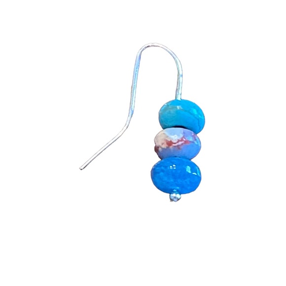 Triple Beaded Stone With Silver Drop Earrings - Picture 3 of 4